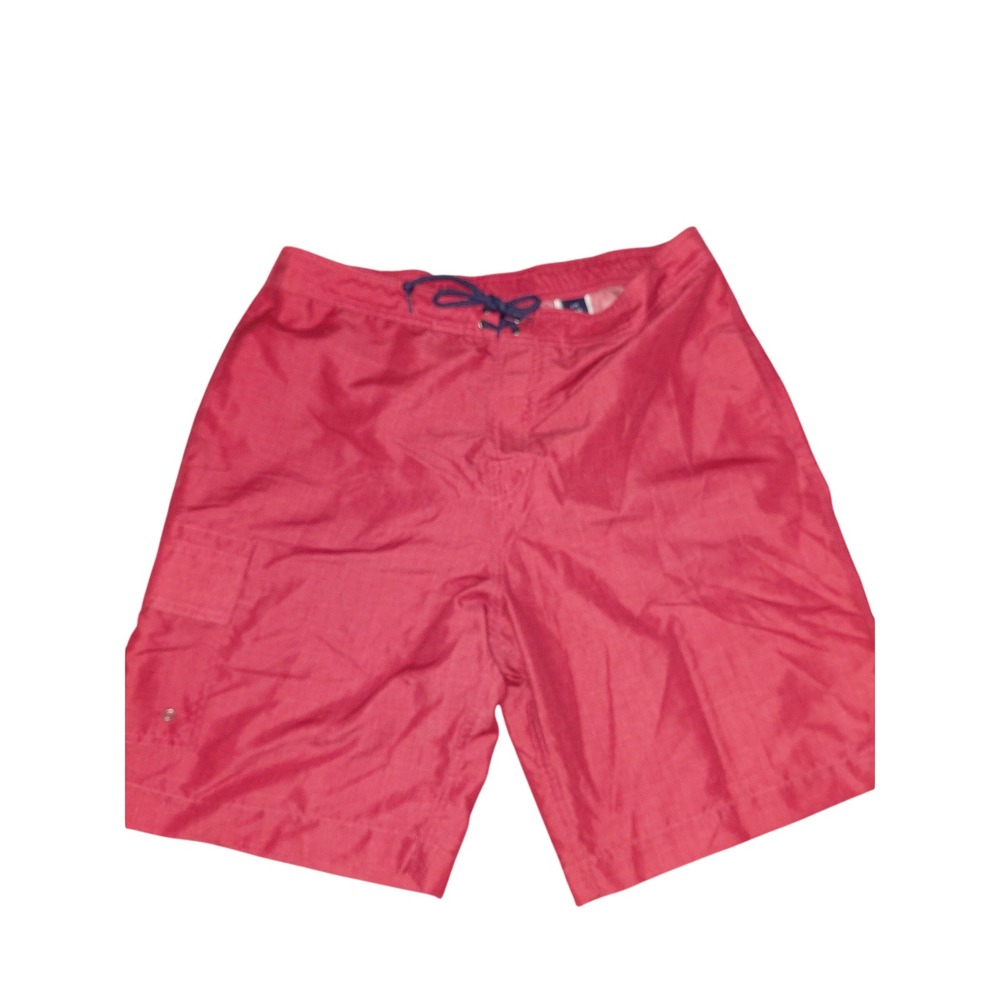 Chaps Mens Red Swim Trunks Cargo Pocket Mesh Lined Board Shorts Size Large